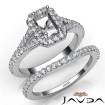 U Prong Diamond Engagement Ring Emerald Semi Mount Bridal Set 18k White Gold 0.8Ct - javda.com 