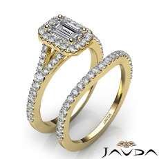 U Pave Halo Bridal Set diamond Ring 18k Gold Yellow