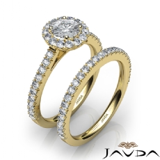 French Pave Shank Bridal Set diamond Ring 14k Gold Yellow
