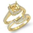 1Ct Cushion Cut Halo Diamond Wedding Rings Pave-Set Semi Mount 14k Yellow Gold - javda.com 