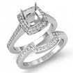 1Ct Cushion Cut Halo Diamond Wedding Rings Pave-Set Semi Mount Platinum 950 - javda.com 