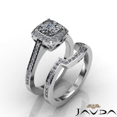 Sidestone Halo Bridal Set diamond Ring Platinum 950