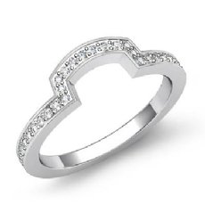 Pave Diamond Women's Half Wedding Band Matching Set Ring 14k White Gold 0.49Ct
