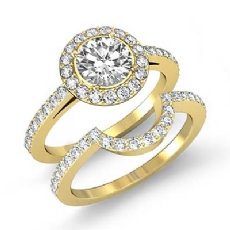 Basket Halo Filigree Bridal Set diamond Ring 18k Gold Yellow