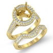 2Ct Antique Diamond Matching Wedding Band Semi Mount Ring 14k Yellow Gold Bridal Set - javda.com 