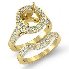 Antique Diamond Matching Wedding Band Semi Mount Ring 14k Gold Yellow Bridal Set (2Ct. tw.)