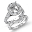 2Ct Antique Diamond Matching Wedding Band Semi Mount Ring 14k White Gold Bridal Set - javda.com 