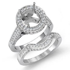 2Ct Antique Diamond Matching Wedding Band Semi Mount Ring 14K Wh Gold Bridal Set