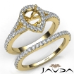 U Prong Diamond Engagement Ring Pear Semi Mount Bridal Set 14k Yellow Gold 0.8Ct - javda.com 
