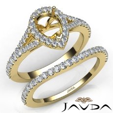U Prong Diamond Engagement Ring Pear Semi Mount Bridal Set 14k Gold Yellow  (0.8Ct. tw.)