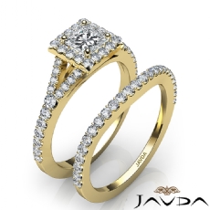 Split-Shank Halo Pave Bridal diamond  18k Gold Yellow