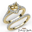 U Prong Diamond Engagement Ring Heart Semi Mount Bridal Set 18k Yellow Gold 0.8Ct - javda.com 