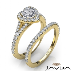 Halo Bridal Set Split-Shank diamond Ring 14k Gold Yellow