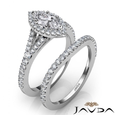 Halo Bridal Set Split Shank diamond Ring Platinum 950