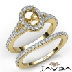 U Prong Diamond Engagement Ring Oval Semi Mount Bridal Set 14k Yellow Gold 0.8Ct - javda.com 