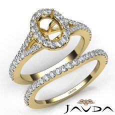U Prong Diamond Engagement Ring Oval Semi Mount Bridal Set 14k Gold Yellow  (0.8Ct. tw.)
