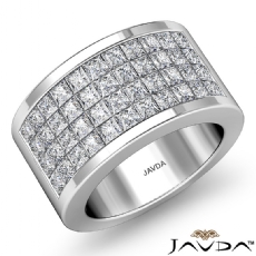 Princess Invisible Diamond Women's Half Wedding Band Ring 14k White Gold 2.15Ct