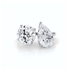 Round Pear Diamond Javda Two-Stone Engagement Ring 14k White Gold Women 4.58Ctw.