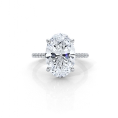 Oval Diamond Engagement Ring Women Hidden Halo U Pave 14k White Gold 5.49 Ctw.