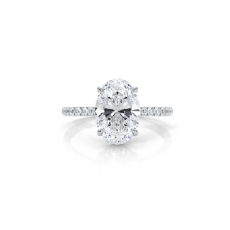 Oval Diamond Engagement Ring Women Hidden Halo U Pave 14k White Gold 2.51 Ctw.