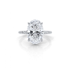 Oval Diamond Engagement Ring Women Hidden Halo U Pave Set 14k White Gold 4.4Ctw.