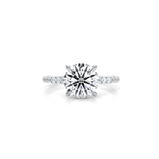 Hidden Halo U Pave Round Diamond Engagement Ring Women 14k White Gold 2.51 Ctw.