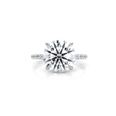 Hidden Halo U Pave Round Diamond Engagement Ring Women 14k White Gold 4.49 Cwt.