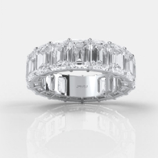 14k White Gold Women Wedding Eternity Ring Emerald Diamond Engagement Band 11Ctw