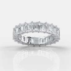 Emerald Diamond Engagement Band Women 14k White Gold Wedding Eternity 5.2 Ctw.