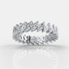 Marquise Wedding Eternity Diamond Engagement Women Band 14k White Gold 2.76 Ctw.