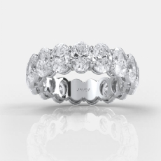 14k White Gold Women Wedding Eternity Ring Oval Diamond Engagement Band 6.23Ctw.
