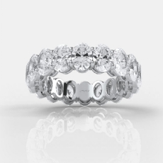 Women Wedding Eternity Ring Oval Diamond Engagement Band 14k White Gold 5.95Ctw.