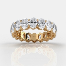 Women Wedding Eternity Ring Oval Diamond Engagement Band 14k Gold Yellow  (5.95Ct. tw.)