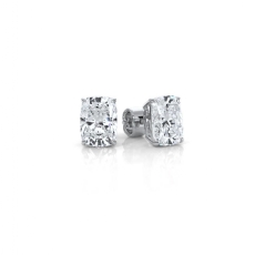 Javda 14K White Gold Cushion Studs Earring with Push Back Women's 4.07 Ctw.