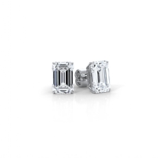 14K White Gold Emerald IGI Studs Earring with Push Back for Women 4.03 Ctw.