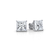 Javda 14K White Gold Princess Studs Earring 6.00 Ctw. Push Back IGI Certified