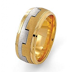 14k Two Tone Gold Wedding Band Ring 7.2 mm