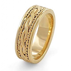 14K Yellow Gold Wedding Band w/ Rope Detail 6.40 mm