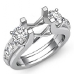 Round Diamond 3 Stone Engagement SemiMount Ring 18k White Gold Prong Bar Setting 1Ct - javda.com 