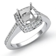 0.50 CT Diamond Engagement Ring Cushion Semi Mount Halo Setting 14k White Gold