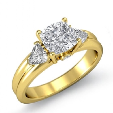 Trillion Accent 3 Stone diamond  14k Gold Yellow