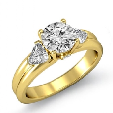 Trillion Accent 3 Stone diamond  18k Gold Yellow