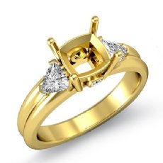 Diamond Engagement Three 3 Stone Trillion Cushion Setting Ring 14k Gold Yellow  (0.58Ct. tw.)