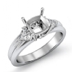 Diamond Engagement Three 3 Stone Trillion Cushion Setting Ring 18k White Gold 0.58Ct - javda.com 