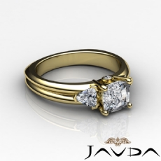 3 Stone Trillion Bezel diamond Ring 14k Gold Yellow