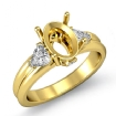 Diamond Engagement Three 3 Stone Trillion Oval Semi Mount Ring 14k Yellow Gold 0.6Ct - javda.com 