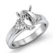 Diamond Engagement Three 3 Stone Trillion Oval Semi Mount Ring 14k White Gold 0.6Ct - javda.com 