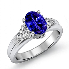 Trillion 3 Stone Prong Set diamond Ring 14k Gold White