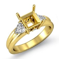 Diamond Engagement Three 3Stone Trillion Princess Setting Ring 14k Gold Yellow  (0.62Ct. tw.)
