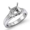 Diamond Engagement Three 3Stone Trillion Princess Setting Ring 18k White Gold 0.62Ct - javda.com 